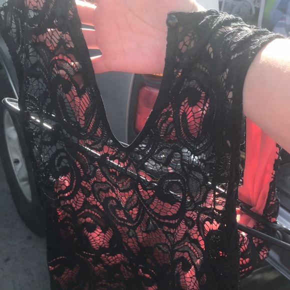 Dress w melon n black lace size lg - Picture 5 of 5